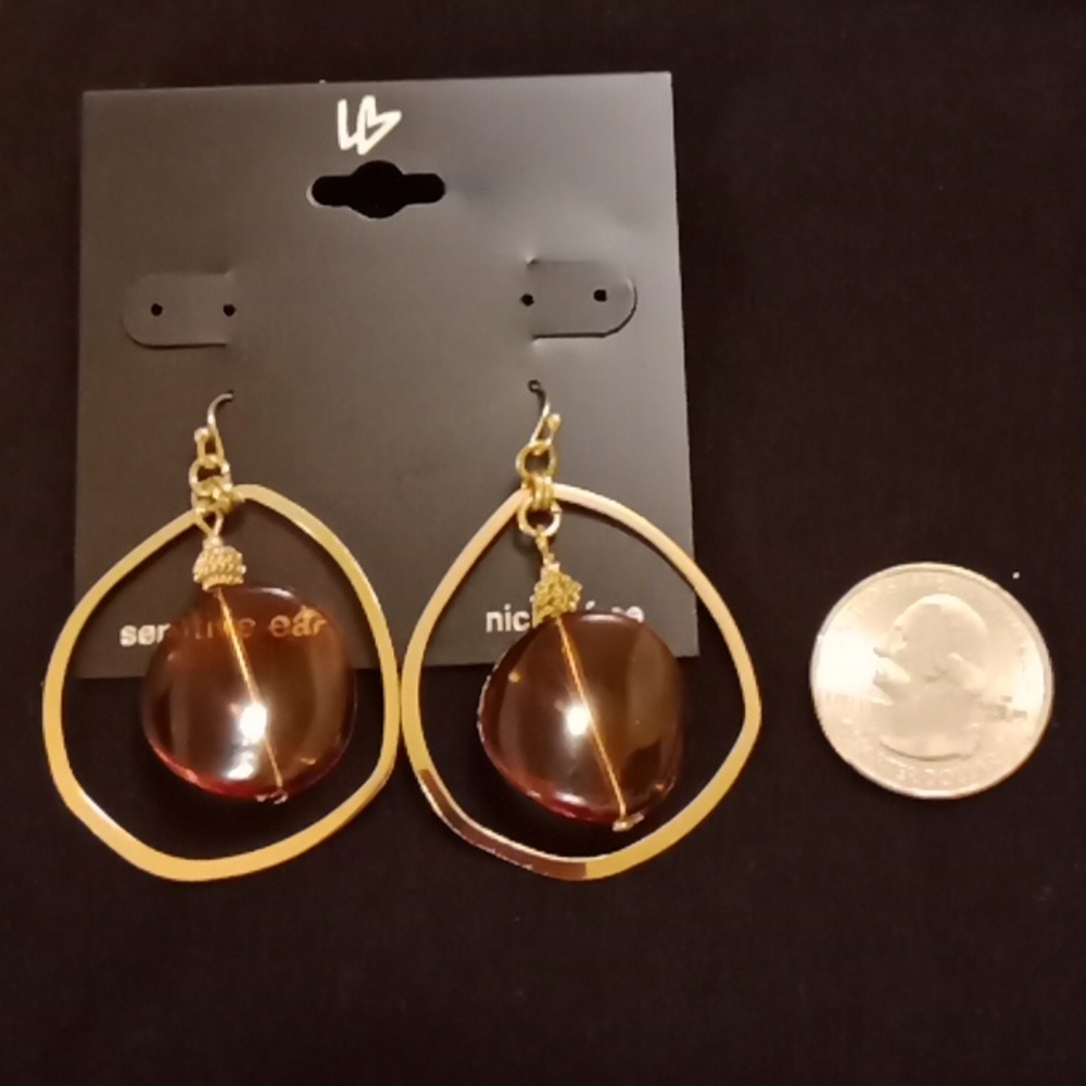 New gold with faux stone dangle earrings